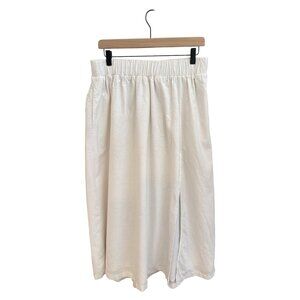 Abercrombie & Fitch White Linen-Blend Midi Skirt | Minimalist Resortwear with Si